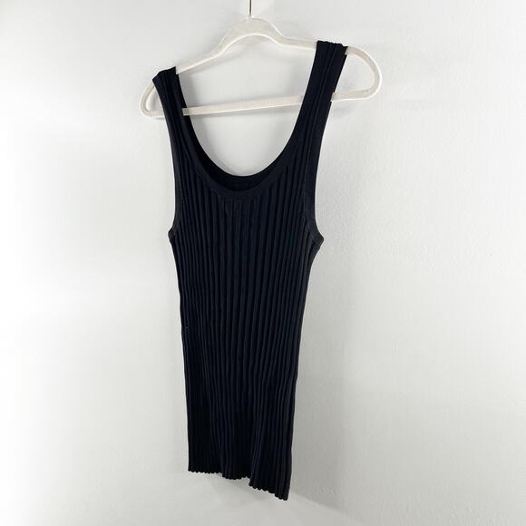 Veronica Beard Sandra Scoop Neck Ribbed Sleeveless Tank Top Black Large - Picture 5 of 6